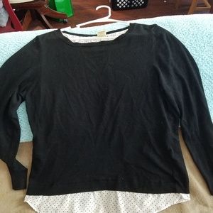 Long sleeve light sweater with faux shirt